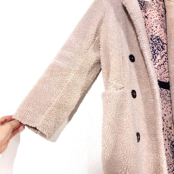 ZADIG and VOLTAIRE Mint Teddy Coat Judo Faux Sherpa Tan Brown 90s Minimal Small - Picture 4 of 11
